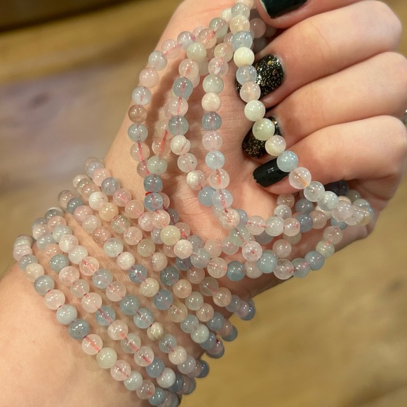 Morganite 4mm Bracelets | Minimalist crystal jewelry - Picture 1 of 3